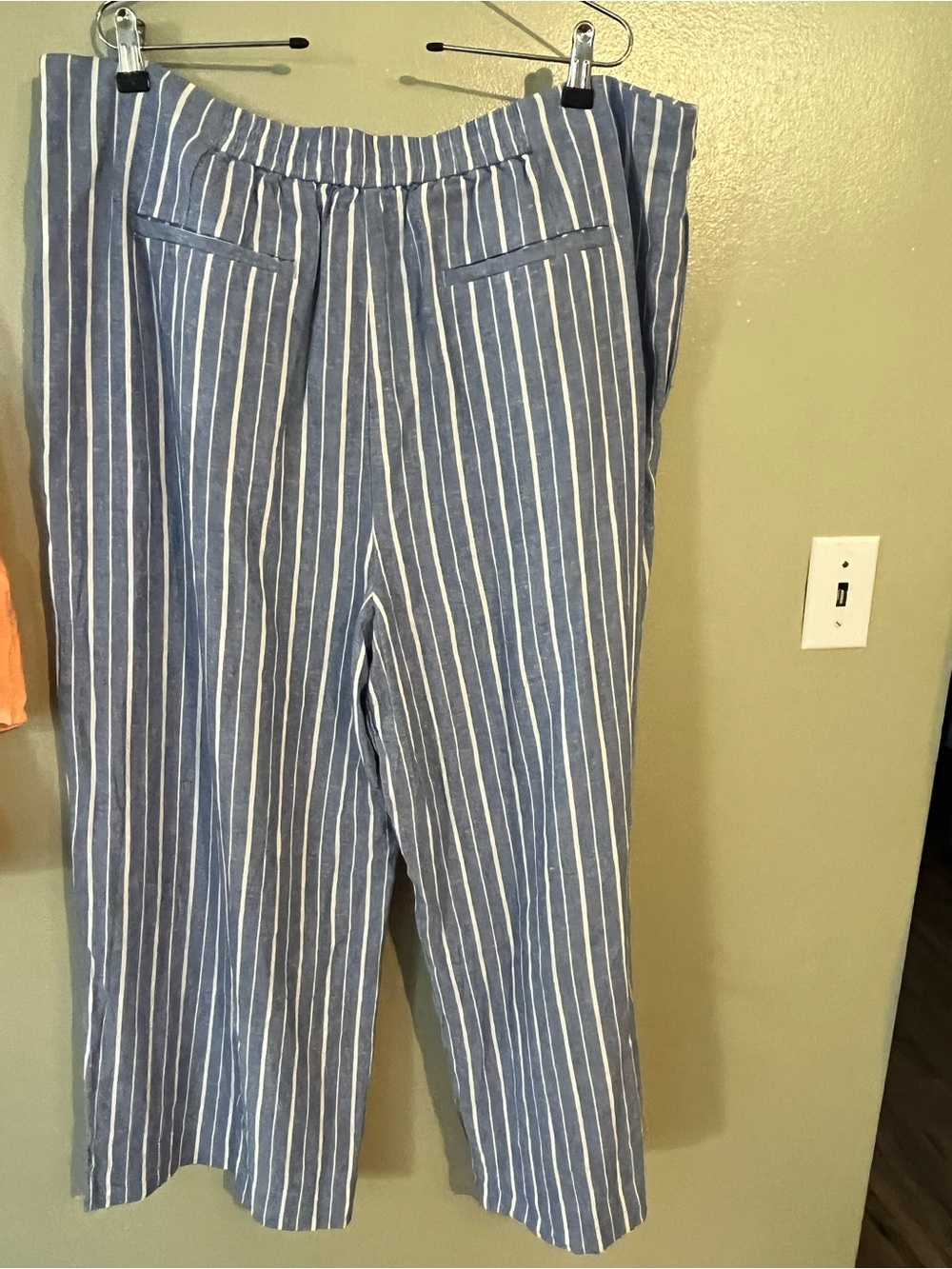 Free Assembly Striped Blue Linen-Blend Womens Coastal Pants Wide Leg 20 NWT - Picture 2 of 13